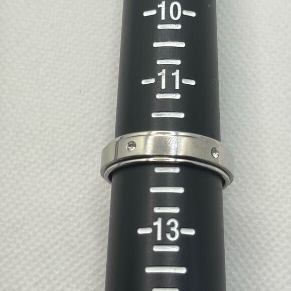 Brand New!! Size 12 Stainless steel plated eternity spinner fidget ring with zir - Picture 4 of 4